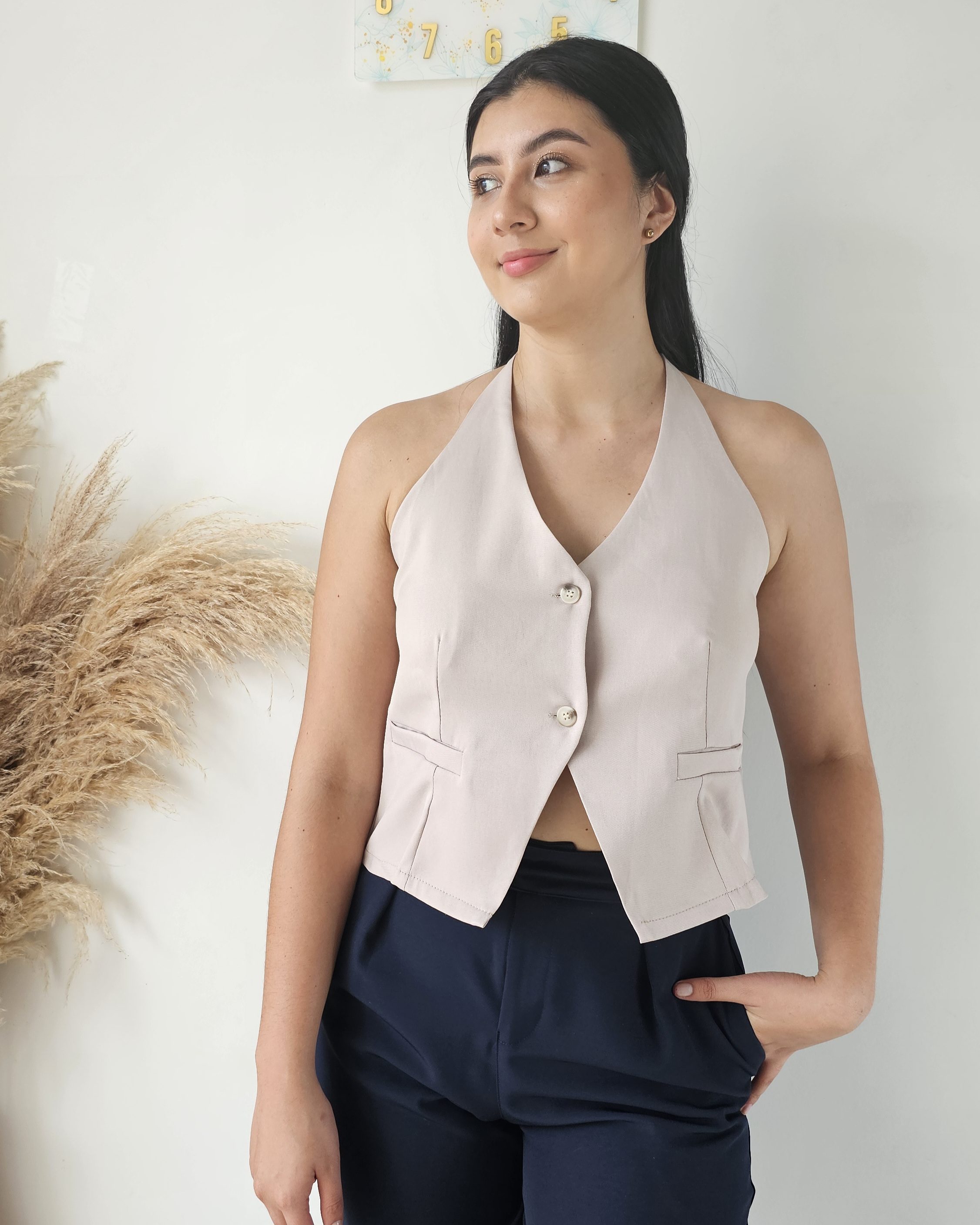 Chaleco Top Sastre Halter Espalda Abierta Serena