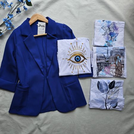 Crea tu outfit ideal con nuestro Combo de 3 Piezas. ✨ Incluye Blazer Sastre, Camiseta con Estampado Premium y Pantalón de Ajuste Perfecto. ¡Tú eliges los colores y el diseño de la camiseta para un estilo único!