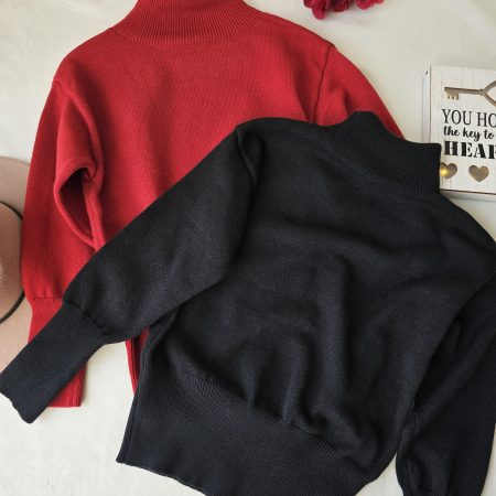 Saco cuello tortuga para mujer en tejido de punto. Suéter de cuello alto ajustado elegante. Saco de hilo fino para oficina y clima frío. Moda femenina Jessi Boutique