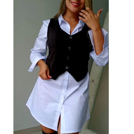 estido corto para mujer en popelina café. Vestido sin mangas elegante de silueta estructurada. Vestido fresco de algodón popelín para clima cálido. Moda femenina Jessi Boutique